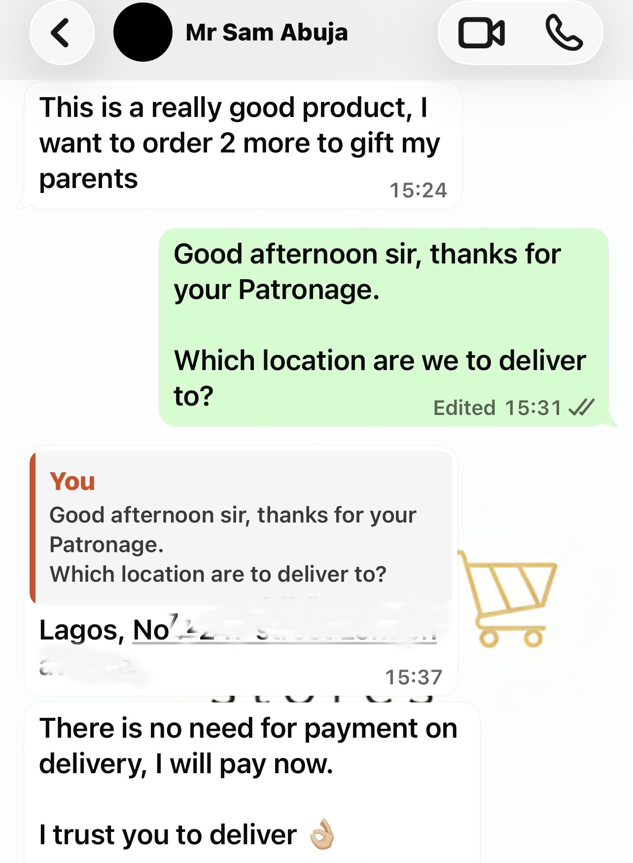 Customer WhatsApp Review